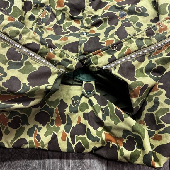 Vintage Thermo king Jacket Mens XL Duck Camo 70s Zip Hunting Hooded Talon Snap - Picture 6 of 10
